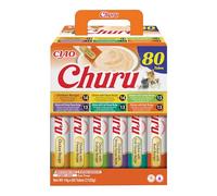 INABA Churu Friandises pour Chats à Base d'ingrédients de Haute qualité, Riches en humidité et en protéines, Faibles en Calories, sans céréales ni Sucre ajouté 80 x 14g