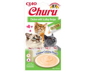 INABA Churu - Friandises pour chats au poulet et à la coquille Saint-Jacques 4x14g