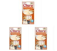 INABA Churu - Friandises pour Chats en Purée au Poulet & Bœuf - Délicieux Snacks pour Félins - Texture Lisse et Onctueuse - Nourriture pour Chats - 4 Tubes x 14g (Lot de 3)