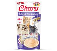 INABA Churu - Friandises pour Chats en Purée au Poulet et Crevette - Délicieux Snacks pour Félins - Texture Lisse et Onctueuse - Nourriture pour Chats - 48 Tubes x 14g