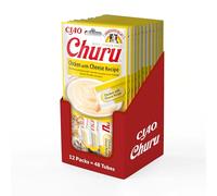 INABA Churu - Friandises pour Chats en Purée au Poulet et Fromage - Délicieux Snacks pour Félins - Texture Lisse et Onctueuse - Nourriture pour Chats - 48 Tubes x 14g