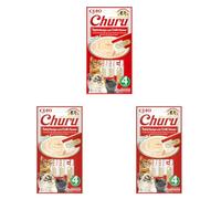 INABA Churu - Friandises pour Chats en Purée au Thon & Crabe - Délicieux Snacks pour Félins - Texture Lisse et Onctueuse - Nourriture pour Chats - 4 Tubes x 14g (Lot de 3)
