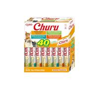 INABA Churu - Friandises pour Chats en Purée aux 4 Saveurs de Poulet - Délicieux Snacks pour Félins - Texture Lisse et Onctueuse - Nourriture pour Chats - 40 Tubes x 14g