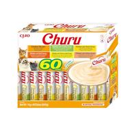 INABA Churu - Friandises pour Chats en Purée Variétés de Poulet - Délicieux Snacks pour Félins - Texture Lisse et Onctueuse - Nourriture pour Chats - 60 Tubes x 14g