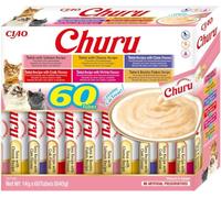 Friandises pour Chats - INABA - Churu - Purée de Thon - Texture Lisse - Lot de 60 Tubes