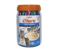 INABA Churu - Friandises pour Chats en Purée Variétés de Thon - Délicieux Snacks pour Félins - Texture Lisse et Onctueuse - Nourriture pour Chats - 50 Tubes x 14g
