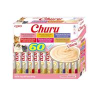 INABA Churu - Friandises pour Chats en Purée Variétés de Thon - Délicieux Snacks pour Félins - Texture Lisse et Onctueuse - Nourriture pour Chats - 60 Tubes x 14g