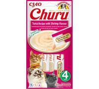 INABA Churu gâterie pour chat goût thon et crevette 4x14g