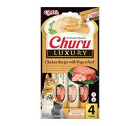 INABA Churu Luxury Friandises pour Chats à Base d'ingrédients de Haute qualité, Riches en humidité et en protéines, Faibles en Calories, sans céréales ni Sucre ajouté 4 x 14g