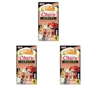 INABA Churu Luxury Friandises pour Chats à Base d'ingrédients de Haute qualité, Riches en humidité et en protéines, Faibles en Calories, sans céréales ni Sucre ajouté 4 x 14g (Lot de 3)