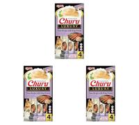 INABA Churu Luxury Friandises pour Chats à Base d'ingrédients de Haute qualité, Riches en humidité et en protéines, Faibles en Calories, sans céréales ni Sucre ajouté 4 x 14g (Lot de 3)
