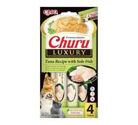 INABA Churu Luxury Friandises pour Chats à Base d'ingrédients de Haute qualité, Riches en humidité et en protéines, Faibles en Calories, sans céréales ni Sucre ajouté 4 x 14g