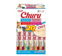 INABA Churu - Friandises pour Chats en Purée aux 4 Saveurs de Fruits de Mer et Thon - Délicieux Snacks pour Félins - Texture Lisse et Onctueuse - Nourriture pour Chats - 20 Tubes x 14g