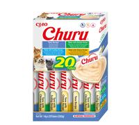 INABA Churu - Friandises pour Chats en Purée aux 4 Saveurs de Thon - Délicieux Snacks pour Félins - Texture Lisse et Onctueuse - Nourriture pour Chats - 20 Tubes x 14g