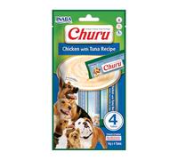 INABA Churu Püree - Friandises pour Chiens à Manger à la Main, Délicieuses friandises pour Chiens à lécher - Friandises en portions Pratiques, Poulet au Thon,1 Paquet de 4x14g