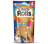 INABA Churu Rolls - Friandise pour chat au poulet, moelleux et crémeux - 4 Sticks x 10 g
