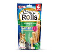 INABA Churu Rolls, Snack pour Chat, Double Texture Thon, 4x10 g | Friandise pour Chat en Bâtonnet, Coeur Crémeux avec Enrobage au Poulet, Ingrédients Premium, Entraînement et Récompense