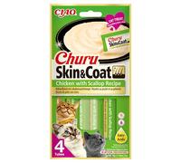INABA Churu Skin&Coat Chicken&Scallop Aliment humide au poulet et à la coquille Saint-Jacques 4x14g