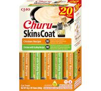 INABA Churu Skin & Coat Snack pour Chats crémeux en 2 variétés avec Poulet - 20 bâtonnets x 14 g - Nourriture pour Chat avec Taurine et Vitamine E pour Une Peau et Un Pelage sains