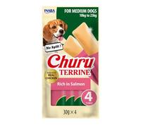 INABA Churu Terrine, Friandises pour Chiens à Mâcher, au Saumon, 4 x 30g | Snack pour Chiens Taille Moyenne 10-25 kg, Stick Humide pour Mastication, Tendre Texture, Sans Dégâts, Récompense, Dog Treats