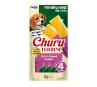INABA Churu Terrine, Friandises pour Chiens à Mâcher, Patate Douce, 4 x 30g | Snack pour Chiens Taille Moyenne 10-25 kg, Stick Humide pour Mastication, Tendre Texture, Sans Dégâts, Récompense, Dog Treats