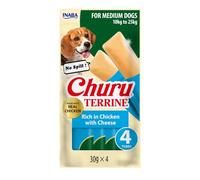 INABA Churu Terrine, Friandises pour Chiens à Mâcher, Poulet Fromage, 4x30g | Snack pour Chiens Taille Moyenne 10-25 kg, Stick Humide pour Mastication, Tendre Texture, Sans Dégâts, Récompense, Dog Treats