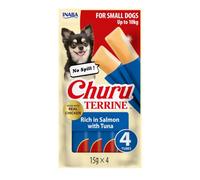 INABA Churu Terrine, Friandises pour Chiens à Mâcher, Saumon et Thon, 4x15g | Snack pour Petit Chien <10 kg, Stick Humide pour Mastication, Tendre Facile à Mâcher, Sans Dégâts, Récompense, Dog Treats