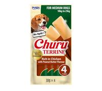INABA Churu Terrine, Friandises pour Chiens, Poulet Beurre Cacahuète, 4x30g | Snack pour Chiens Taille Moyenne 10-25 kg, Stick Humide pour Mastication, Tendre Texture, Sans Dégâts, Récompense, Dog Treats
