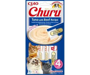 INABA Churu thon et boeuf snack pour chats 4x14g