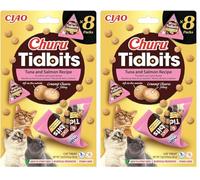 INABA Churu Tidbits Friandises pour Chats à Base d'ingrédients de Haute qualité, Riches en humidité et en protéines, Faibles en Calories, sans céréales ni Sucre ajouté 96g (Lot de 2)