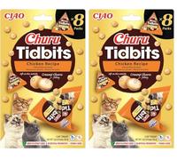 INABA Churu Tidbits Friandises pour Chats à Base d'ingrédients de Haute qualité, Riches en humidité et en protéines, Faibles en Calories, sans céréales ni Sucre ajouté 96g (Lot de 2)