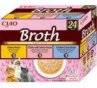 INABA Ciao Broth, Variété au Poulet, Thon et Saumon, 24x40g