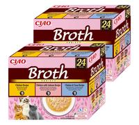INABA Ciao Broth - aliment complémentaire pour chat bouillon au goût de poulet, saumon et thon 2x(24x40g)