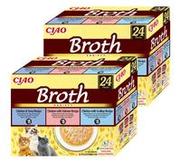 INABA Ciao Broth - aliment complémentaire pour chat bouillon au goût de poulet, saumon, thon et coquille Saint-Jacques 2x(24x40g)