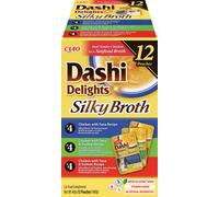 INABA Ciao Broth - aliment complémentaire pour chat, bouillon aux saveurs de poulet, saumon, thon et coquilles Saint-Jacques, 12 x 40 g