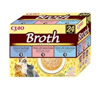 INABA Ciao Broth Friandises pour Chats à Base d'ingrédients de Haute qualité, Riches en humidité et en protéines, Faibles en Calories, sans céréales ni Sucre ajouté 40g (24 Paquets)