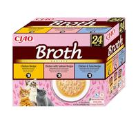 INABA Ciao Broth Friandises pour Chats à Base d'ingrédients de Haute qualité, Riches en humidité et en protéines, Faibles en Calories, sans céréales ni Sucre ajouté 40g (24 Paquets)