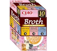 INABA Ciao Broth, Variété au Poulet, Thon et Saumon, 10x40g