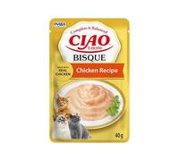 INABA Ciao Entrée Bisque, Nourriture Humide pour Chats, Poulet, 1x40g | Purée Crémeuse, Repas Complet et Équilibré pour Chats Adultes, à Base d'Ingrédients Naturels Premium, Haute Humidité