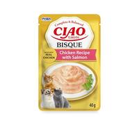 INABA Ciao Entrée Bisque, Nourriture Humide pour Chats, Repas Complet et Équilibré au Poulet et Saumon, Purée Crémeuse à Base d'Ingrédients Naturels, Haute Humidité, pour Chats Adultes, 1x40g