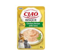 INABA Ciao Entrée Bisque, Nourriture Humide pour Chats, Repas Complet et Équilibré au Poulet et Thon, Purée Crémeuse à Base d'Ingrédients Naturels, Haute Humidité, pour Chats Adultes, 1x40g