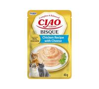 INABA Ciao Entrée Bisque, Nourriture pour Chat, Poulet & Fromage, 1x40g | Purée Crémeuse, Repas Humide pour Chats Adultes, Complet et Équilibré, à Base d'Ingrédients Naturels Premium, Sans Céréales
