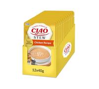 INABA Ciao Entrée Stew, Nourriture Humide pour Chats, Poulet, 12x40g | Ragoût Crémeux, Repas Complet et Équilibré pour Chats Adultes, à Base d’Ingrédients Naturels Premium, Haute Humidité