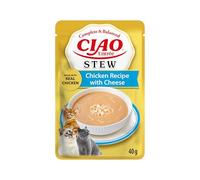 INABA Ciao Entrée Stew, Nourriture Humide pour Chats, Repas Complet avec Lamelles de Poulet et Fromage, Ragoût Crémeux à Base d’Ingrédients Naturels, Haute Humidité, pour Chats Adultes, 1x40g