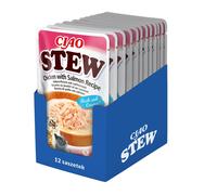 INABA CIAO Stew Farine de poulet et de saumon 12x40g