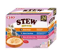 INABA Ciao Stew Friandises pour Chats à Base d'ingrédients de Haute qualité, Riches en humidité et en protéines, Faibles en Calories, sans céréales ni Sucre ajouté 40g (24 Paquets)