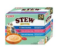 INABA Ciao Stew Friandises pour Chats à Base d'ingrédients de Haute qualité, Riches en humidité et en protéines, Faibles en Calories, sans céréales ni Sucre ajouté 40g (24 Paquets)