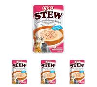 INABA CIAO - Stew Poulet & Saumon - Recipe Friandise pour Chat Humide - Délicieuse et Saine - Sauce - Plat d'accompagnement - Complément Naturel et sans Céréales - Pâtée pour Chat - 1 x 40g (Lot de 4)
