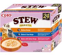 INABA Ciao - Stew Variété - Recipe Friandise pour Chat Humide - Délicieuse et Saine - Sauce - Plat d'accompagnement - Complément Naturel et sans Céréales - Pâtée pour Chat - 40g (24paquets)