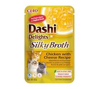 INABA Dashi Delights Bouillon soyeux : recette de poulet au fromage (1 x 40 g) / sans céréales, riche en protéines, ingrédients naturels, délicieux et sain, nourriture humide pour chat